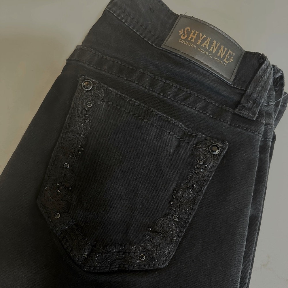 Black mid rise Shyanne rhinestone jeans